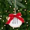 Embroidered Joy with Bow Wooden Disc Christmas Ornament - 4.5" - Red and White